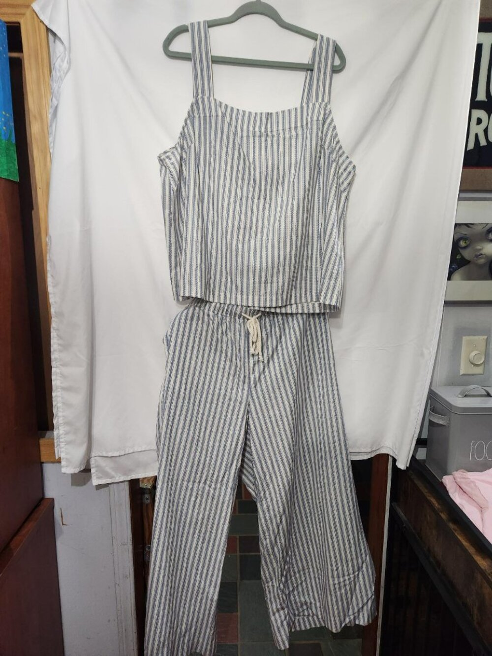 Torrid Matching Set Size 2 Sunday Stripe Cloud Dancer Tank & Wide Leg Pants